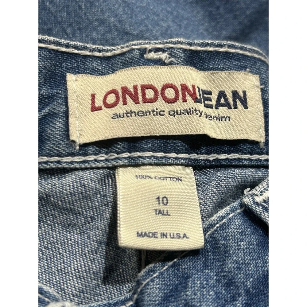 Vintage 90s London Jean Size 10 Tall Carpenter Denim Wide Leg Made in USA Blue